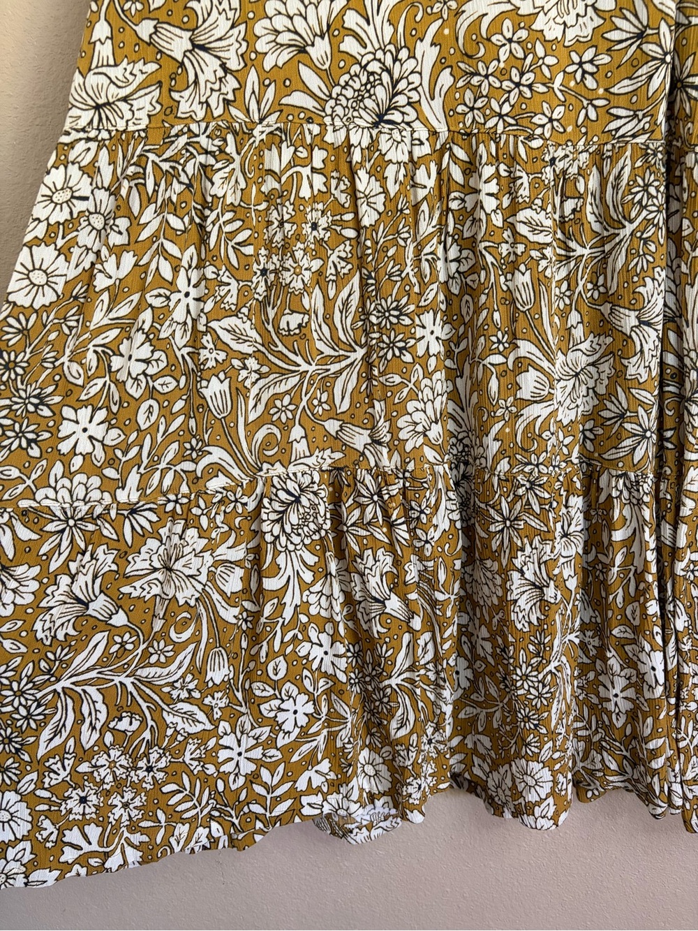 Rachel Ashwell Floral Smock Sleeveless Midi Dress Mustard Yellow - Picture 2 of 9